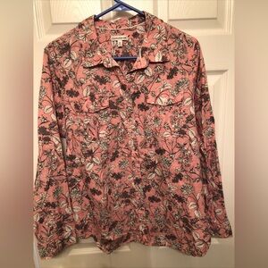 Croft&Barrow women button down cotton blouse long sleeve or roll up w/button